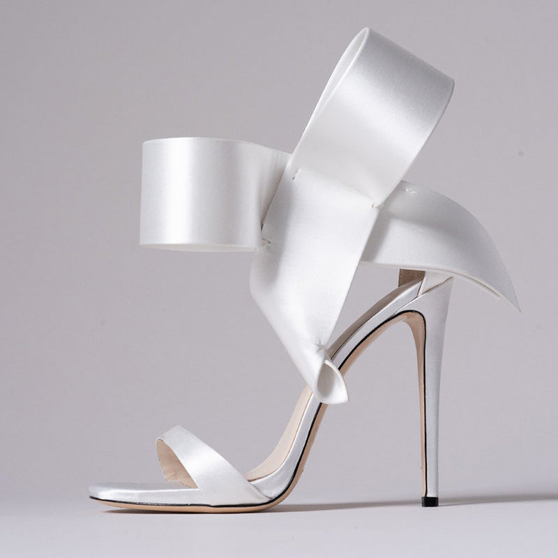 Oversized Summer Ankle-Strap High Heels w/ Bow