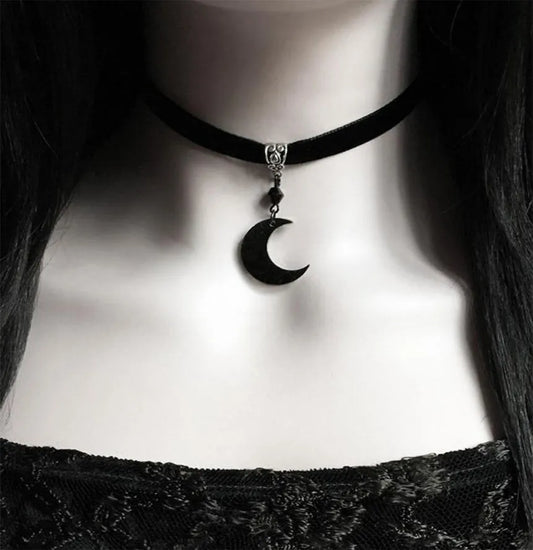 Black Crescent Moon Choker