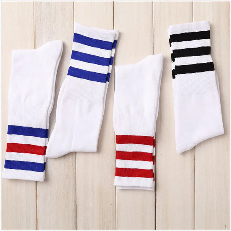 Unisex Classic Three-Stripe Cotton Socks