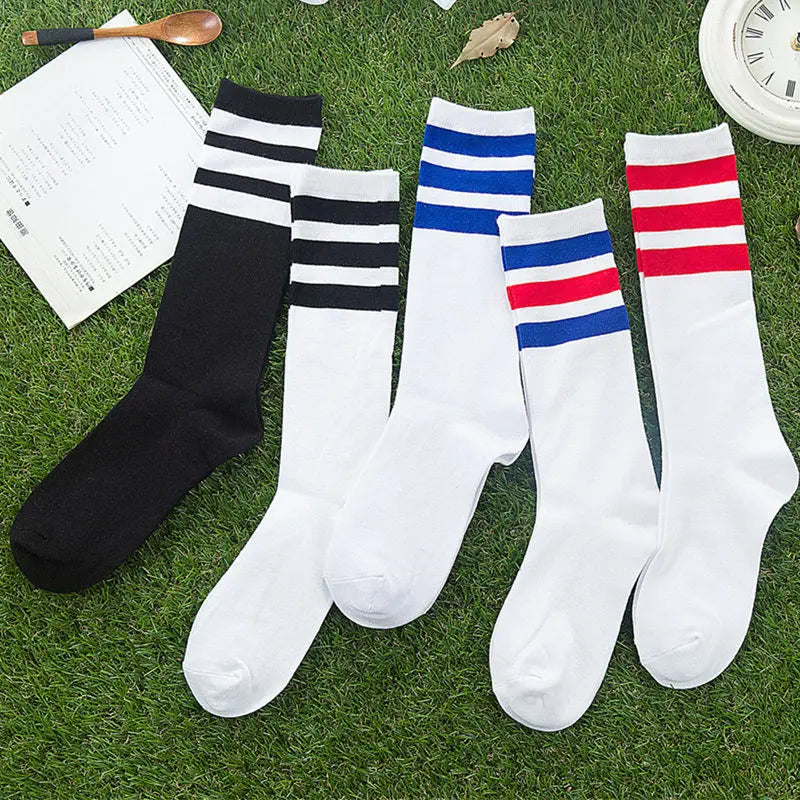 Unisex Classic Three-Stripe Cotton Socks