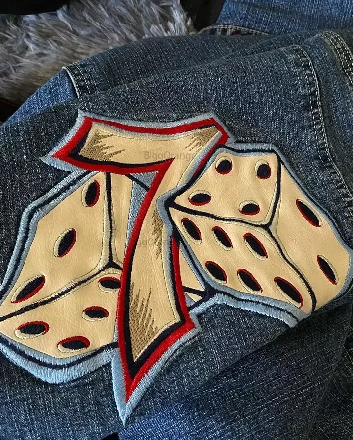 JNCO Jeans with Embroidered Dice & Number Seven (7)