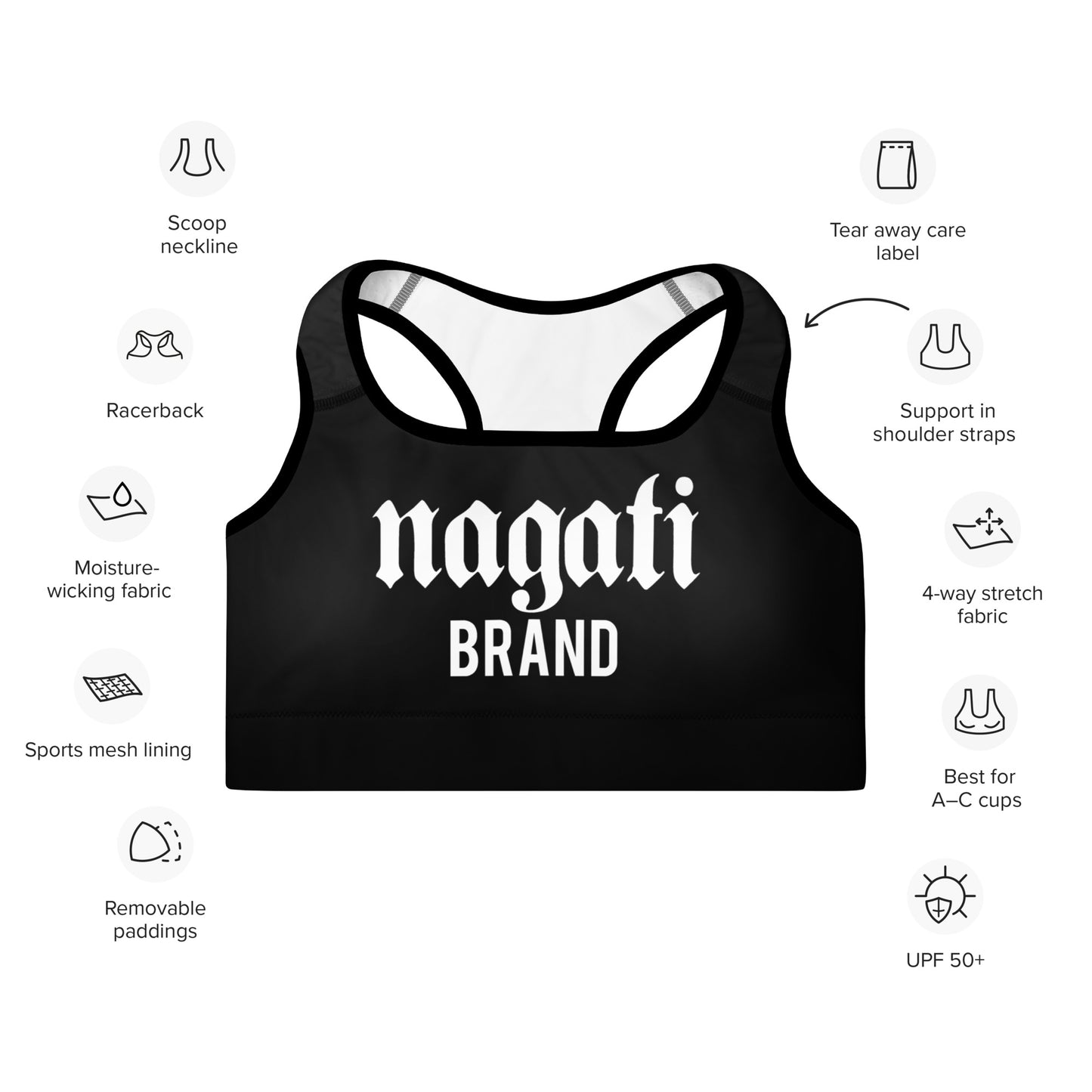 Brand Padded Sports Bra