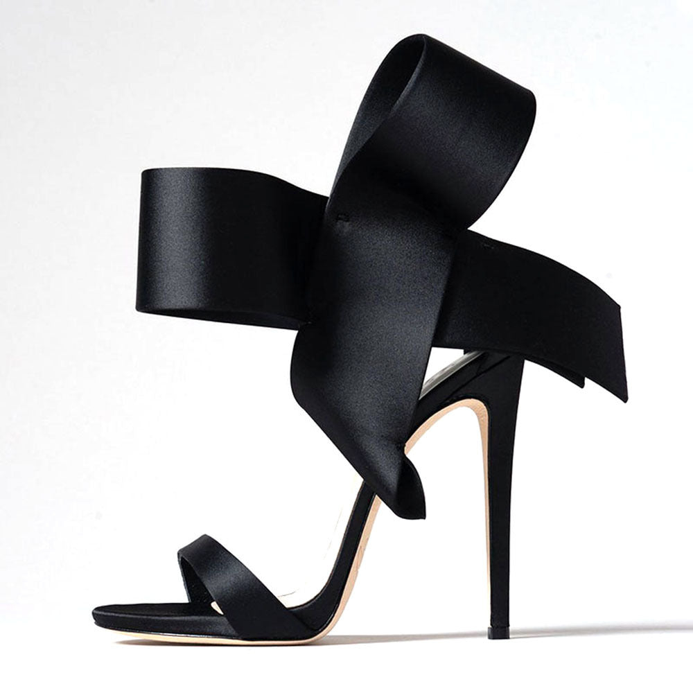 Oversized Summer Ankle-Strap High Heels w/ Bow