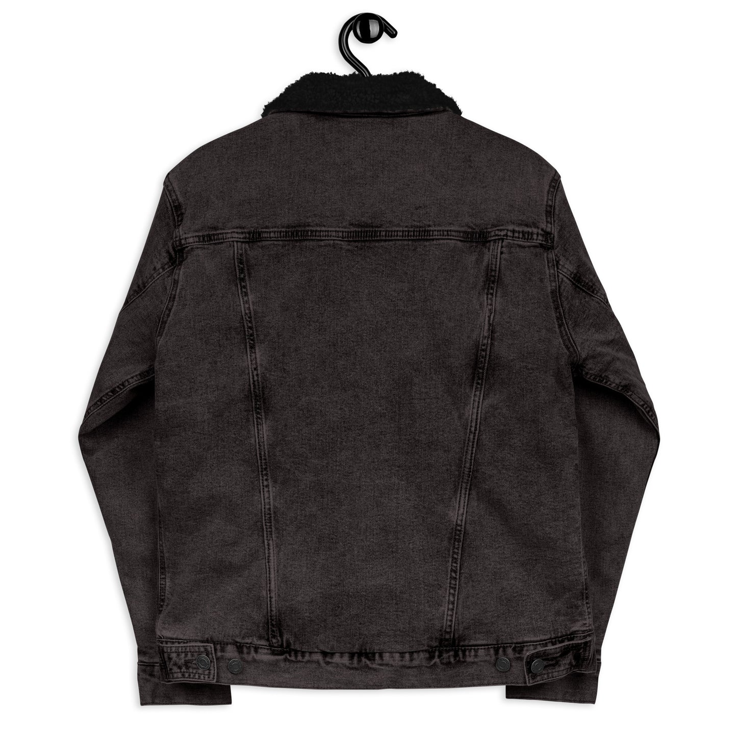 Unisex Black Denim Emblem Sherpa